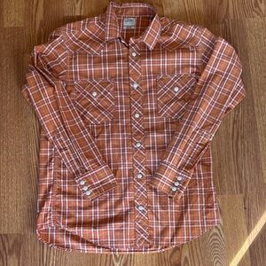Lucky Brand Men's Orange Plaid Button-Down Shirt